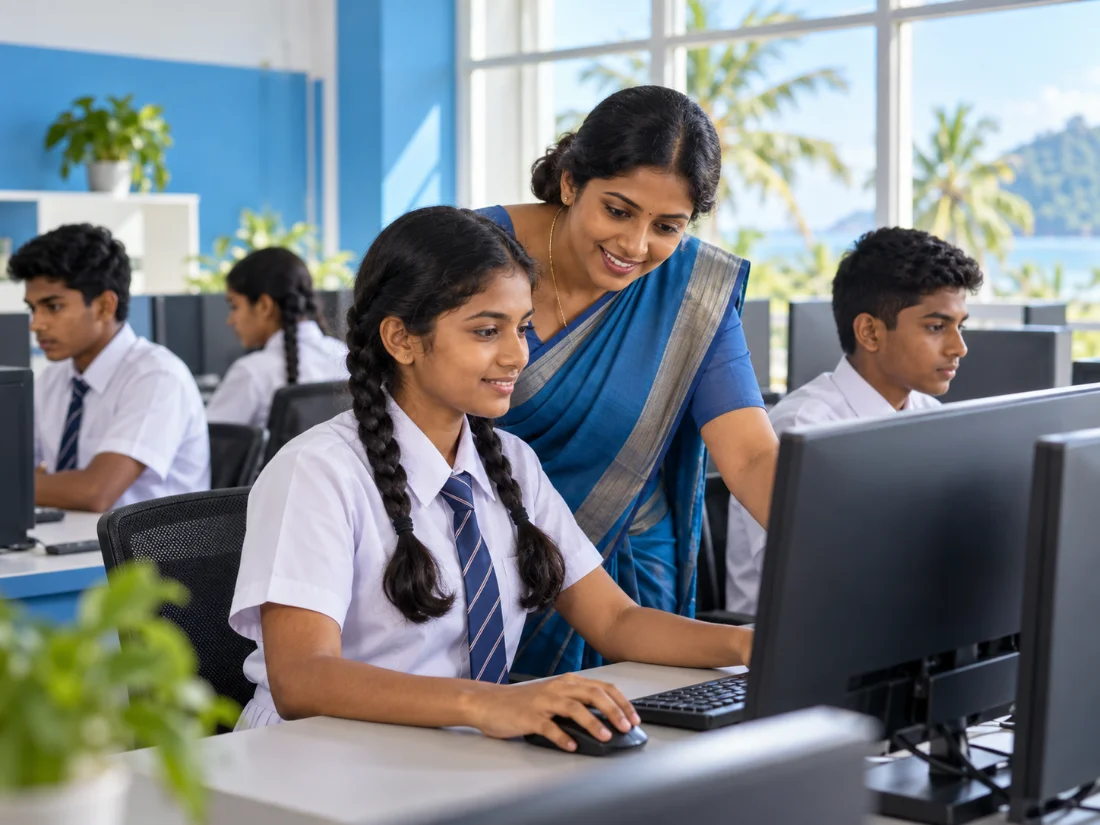 Students learning ICT
